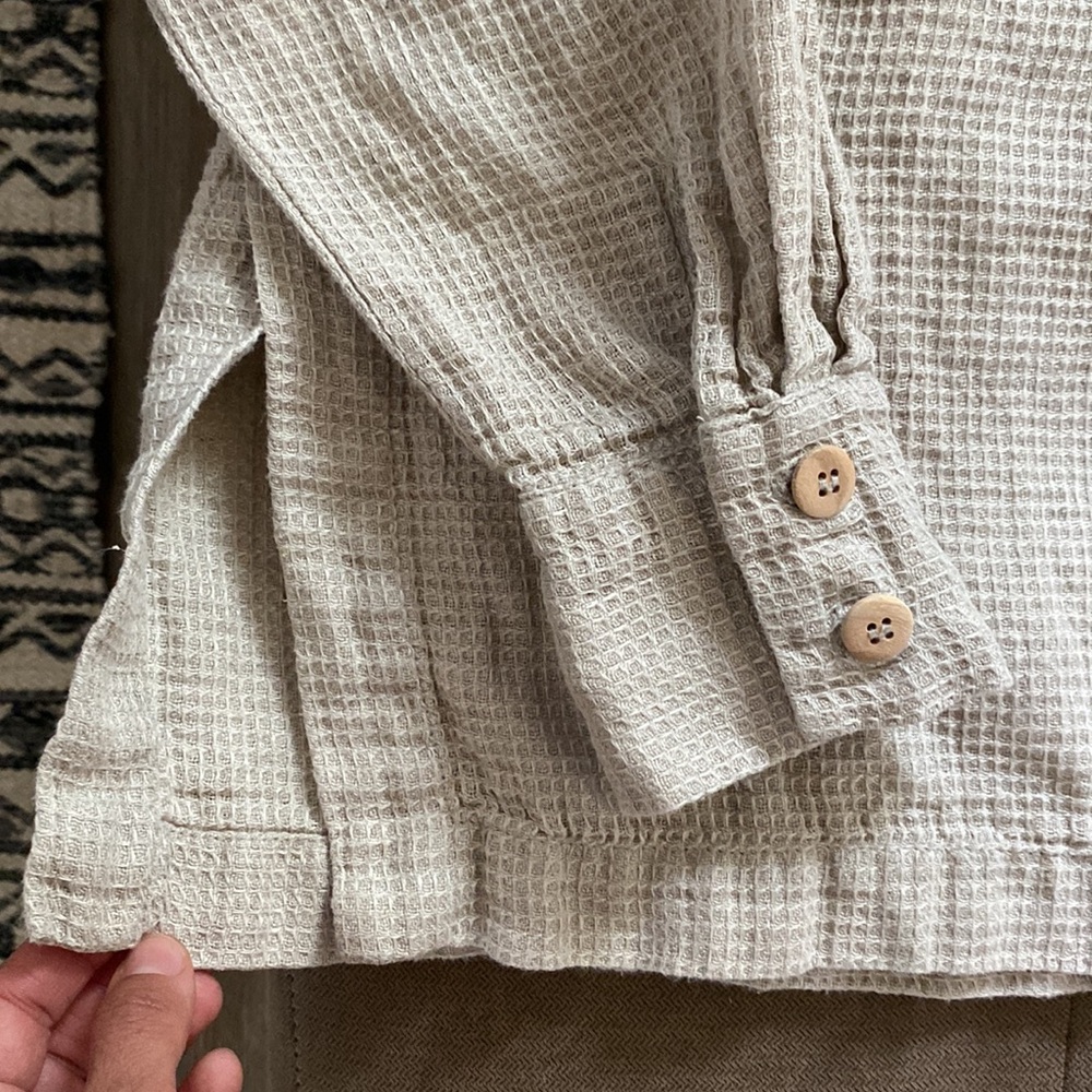 Vika Waffle Linen Button Down Shirt - Picture 4 of 9